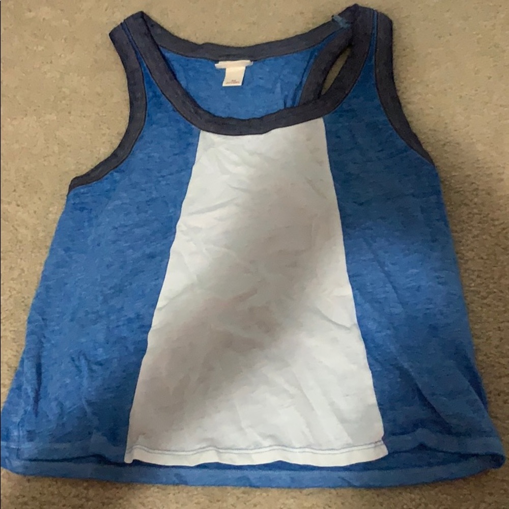 blue and white tank